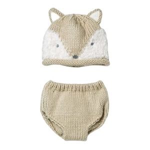 Baby Fox Hat and Diaper Cover Set - Cloud Island, Beige & White, 0-12 Month